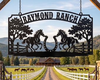 Custom Horse Ranch Metal Sign, Personalized Barn Wall Art, Western Farmhouse Decor