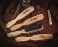 Personalized sculpted beard brush - men's styling product, suitable for groomsmen.