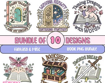 Fantasy Fairy Tales Book PNG Bundle: Unreal Sticker Designs (Digital Download)
