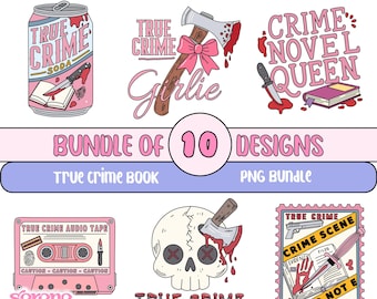True Crime Book PNG Bundle: Crime Sticker Designs (Digital Download)