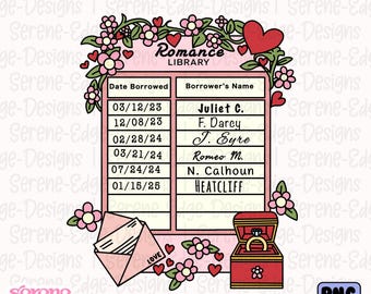 Smutty Romance Library Card PNG, Design di ragazza libresca (download digitale)