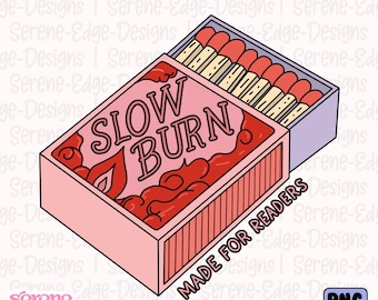 Cerillas de libro de combustión lenta PNG: Diseño de lector de romance obsceno (descarga digital)