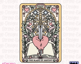 Blade of Destiny Book Tarot Card PNG: Smutty Romance Design (Digital Download)