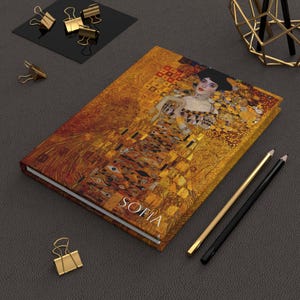 Personalised Gustav Klimt Journal, Portrait of Adele Bloch-Bauer I Hardcover Notebook, Gold Art Writing Diary, Museum Inspired Gift