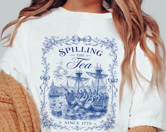 Verschütten des Tees seit 1773 PNG, lustig 4. Juli, Boston Tea Party PNG, lustiges Vaterländisches Hemd Design Digital, Unabhängigkeitstag Clipart