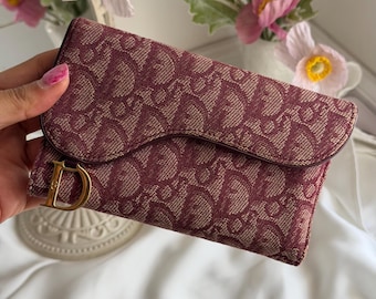Vintage Christian Dior Trotter Canvas Saddle Wallet Red