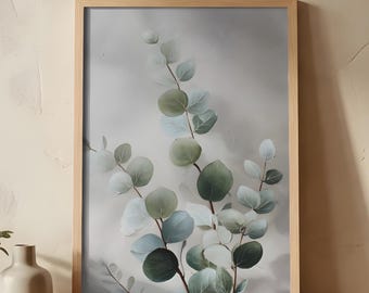 Eucalyptus Botanical Print | Sage Green Wall Art | Neutral Spa-Inspired Decor