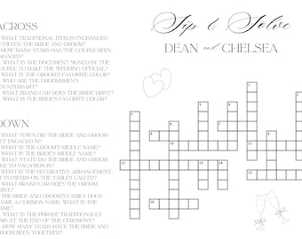 Crucigrama personalizado para bodas, juego para disfrutar mientras se resuelve (PDF)