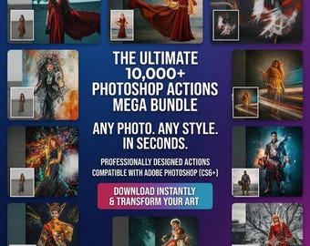 10,000+ Photoshop Actions Bundle | Adobe Photoshop Effects & Filters | Graphic Design Toolkit | Instant Download