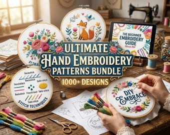 1000+ Hand Embroidery Patterns Bundle Beginner Embroidery Guide EBook PDF Embroidery Templates Floral Animal Stitch Patterns DIY Embrace