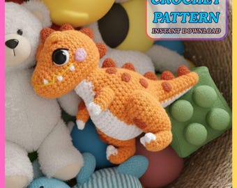 Amigurumi Tyrannosaurus Crochet Pattern - Beginner DIY Dinosaur Plushie PDF (Instant Download)