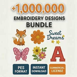 1,000,000+ PES Embroidery Designs Bundle – Brother Machine Files, Instant Download, Mega Embroidery Patterns Collection