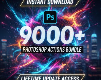 9,000+ Premium Photoshop Actions Bundle | Adobe Photoshop Effects & Filters | Graphic Design Toolkit | Instant Download