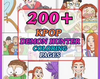 Kpop Demon Hunters Digital Coloring Pages – 120+ PNG | Huntrix, K-pop, Anime Themed, Instant Download Fun!