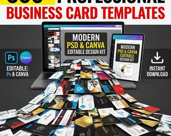 600+ Modern Business Card Templates | PSD & Canva Editable (Digital Download)