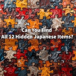 Jakten på 12: Gömda japanska föremål (Ramen, Ninjya, Sushi, etc.) Det är ett pussel i ett pussel 96-1000 bitar