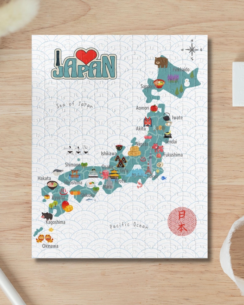 Japan Map Fun Kawaii Japan Map Jigsaw Puzzle – Fun & Educational Toy for Kids ...