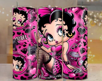 Girl 90s cartoon Tumbler Wrap PNG: 20oz Skinny Tumbler Sublimation Design (Digital Download)