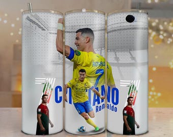 Cristiano Ronaldo Tumbler Wrap PNG | 20oz Skinny Cup, CR7 Football Art (Digital Download)
