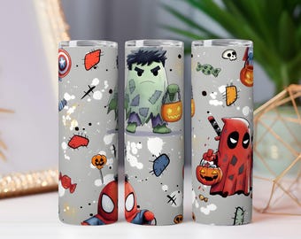 Superhero Halloween Tumbler Wrap PNG: Comic Hero Design (Digital Download)
