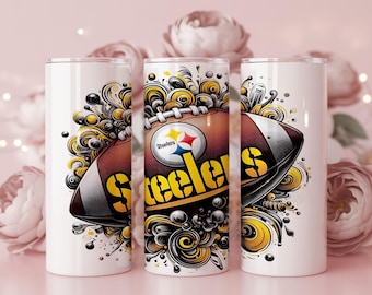 Pack Of 2 Steeler Tumbler Wrap, 20oz PNG Digital Download
