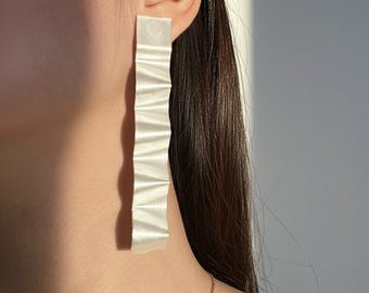 Geometric Wavy Dangle Earrings | 3D Printed Satin PLA Jewelry