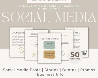 50 plantillas editables de Canva para redes sociales: paquete para pequeñas empresas (descarga digital)