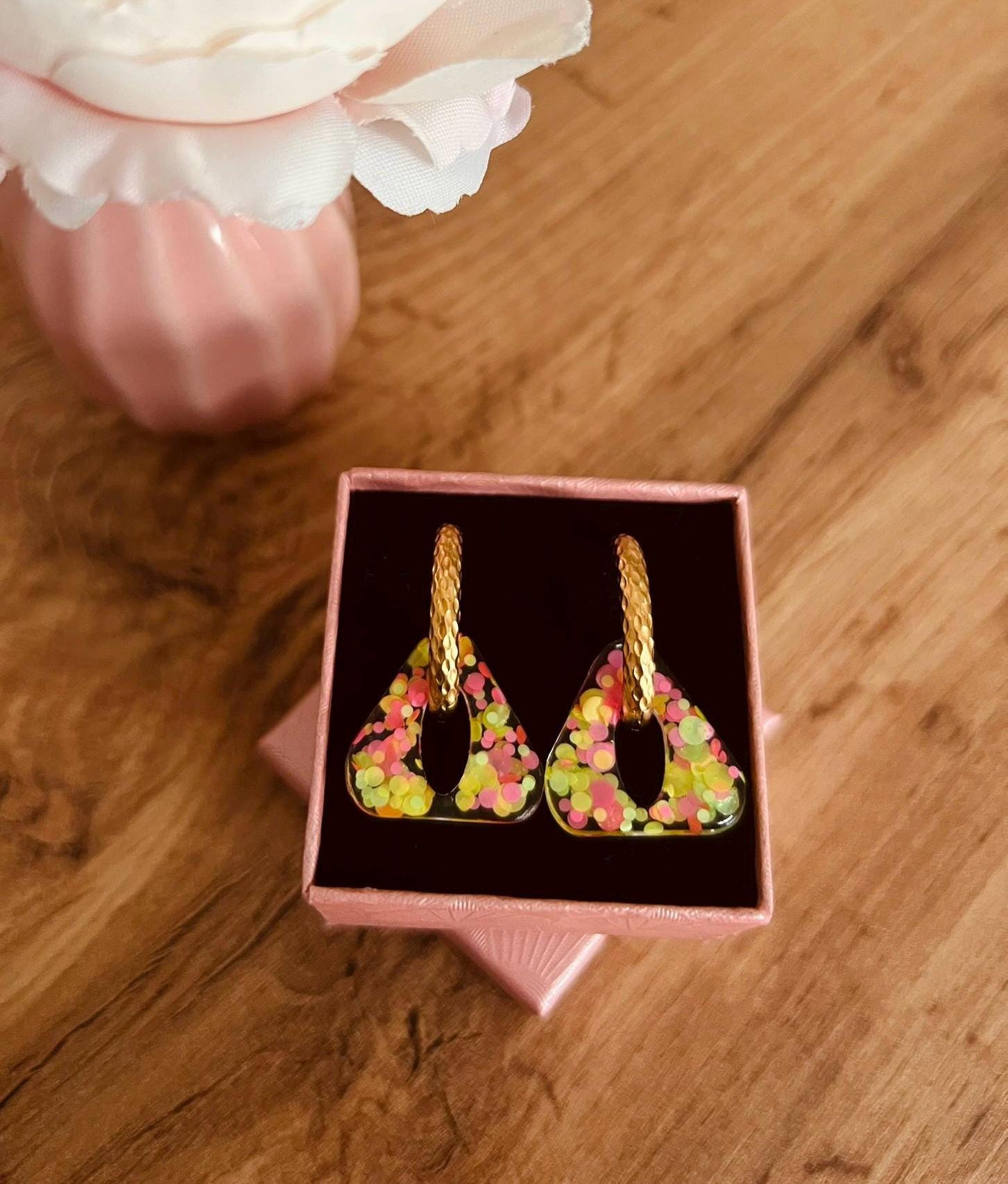 Boucles D'oreilles Pendantes En Losange Doré - Laiton Fait Main | Léger Et Original Pour Femme/ado