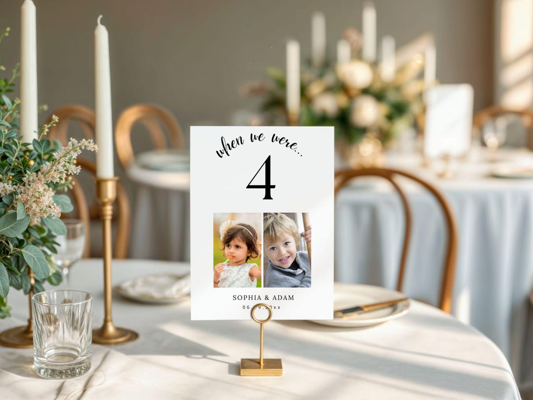 Wedding Photo Table Numbers Template | Modern Reception Table Number ...