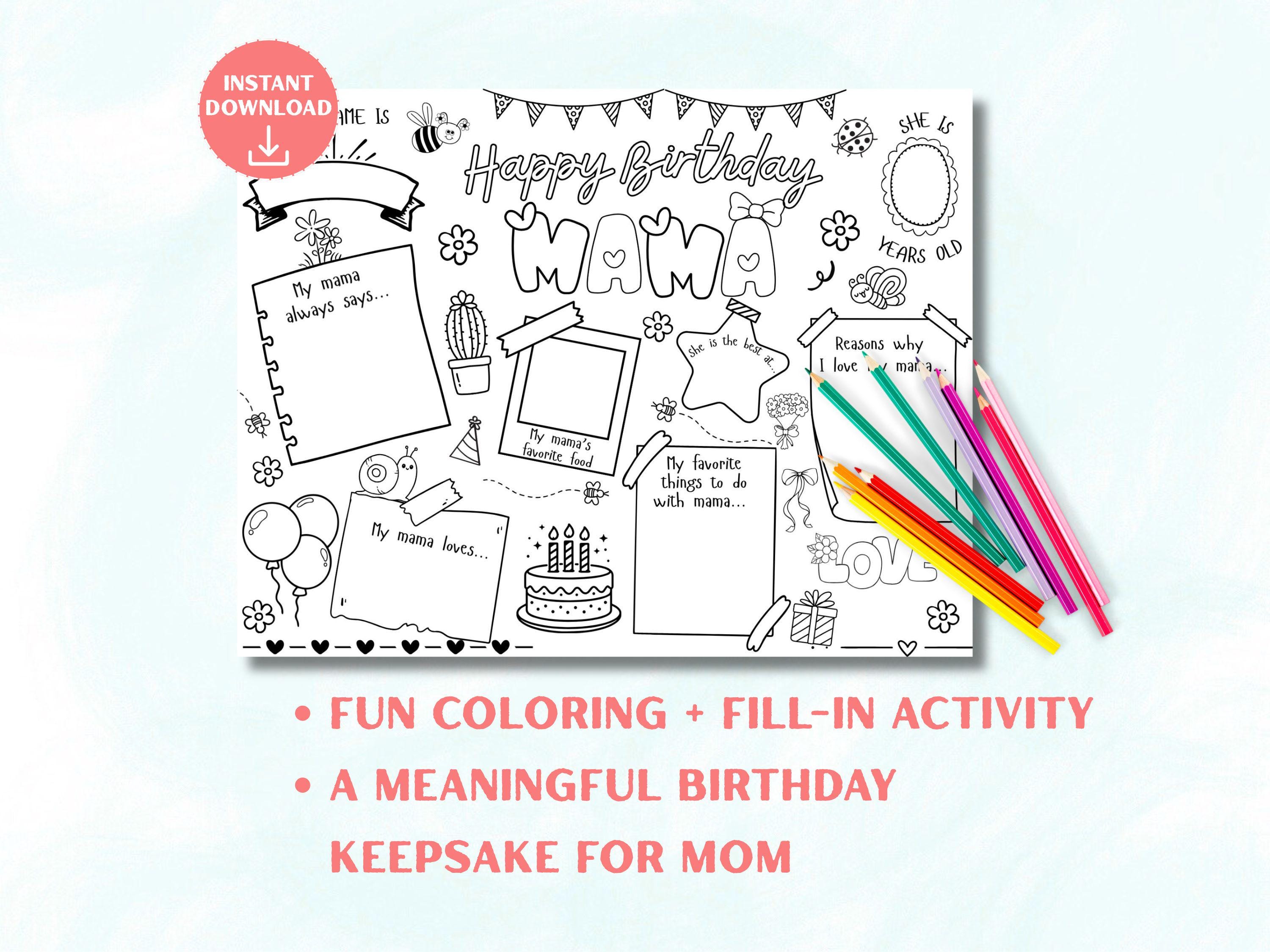 Happy Birthday Mama Coloring Page Printable, All About Mother Template ...