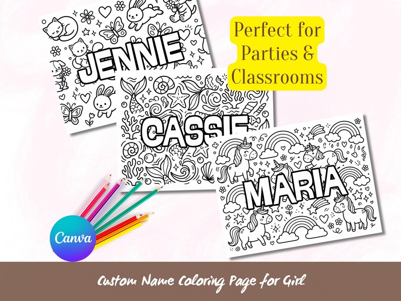 Custom Name Coloring Page for Girl, Personalized Coloring Page for Kids ...
