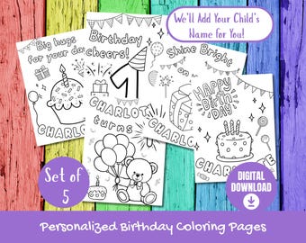 Birthday Coloring Pages Party Favors | Custom Coloring Sheets | Personalized Kids Coloring Pages | Printable Party Activity0028