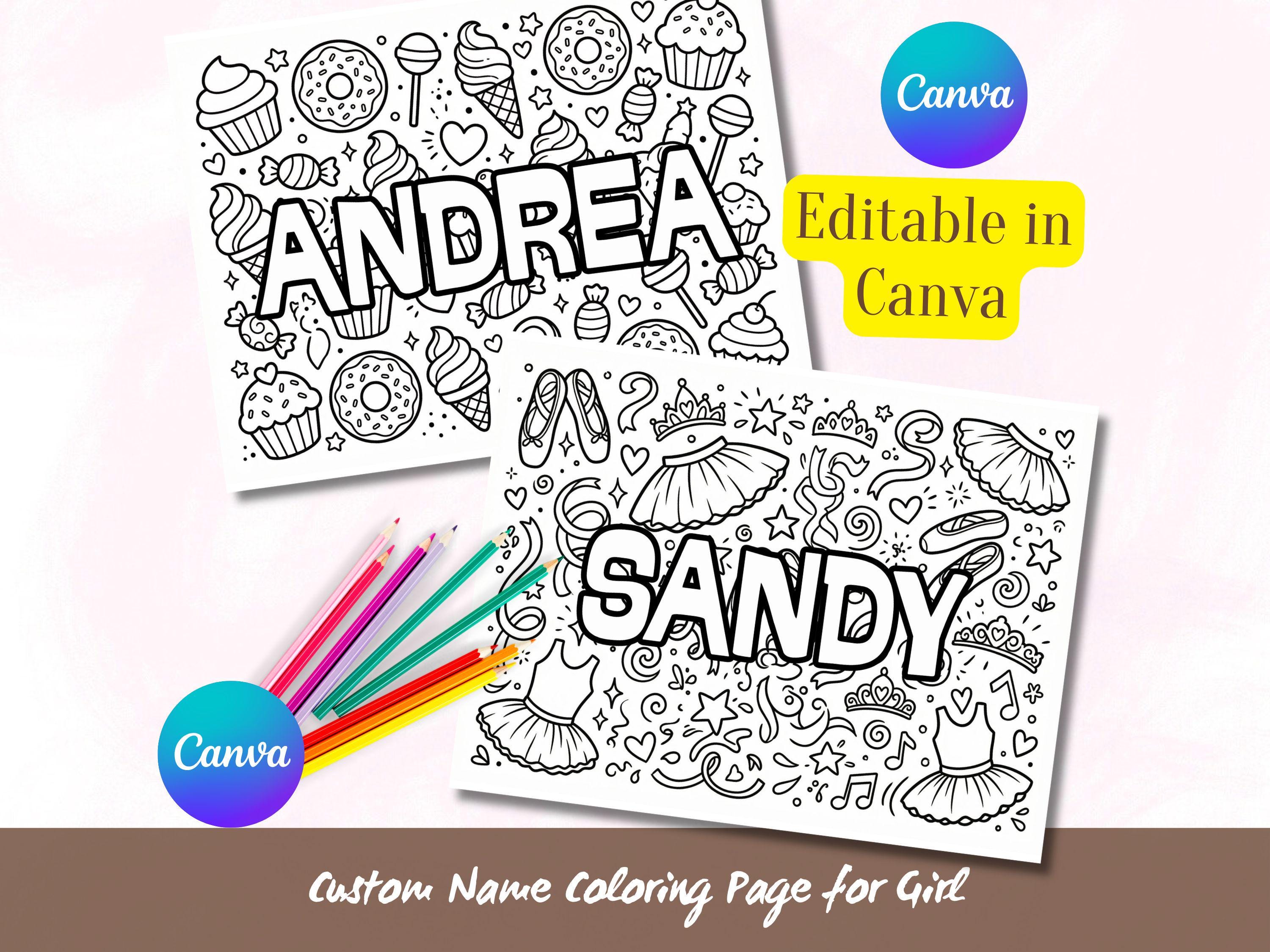 Custom Name Coloring Page for Girl, Personalized Coloring Page for Kids ...