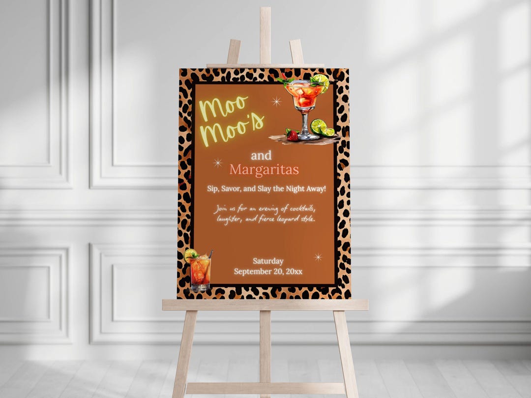 Moo Moos and Margaritas Party Sign | Editable Canva Template ...