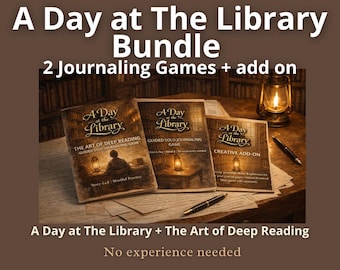 A Day at The Library Bundle – 2 Cozy mindful Journaling Games for book lovers  (Printable PDF)