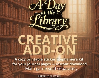 A Day at the Library Creative Add-On - Printable Sticker & Ephemera Kit - Journaling Pages -Instant Download