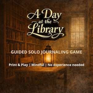 A Day at the Library - Guided Journaling Game for Book Lovers - Cozy Solo RPG - Printable