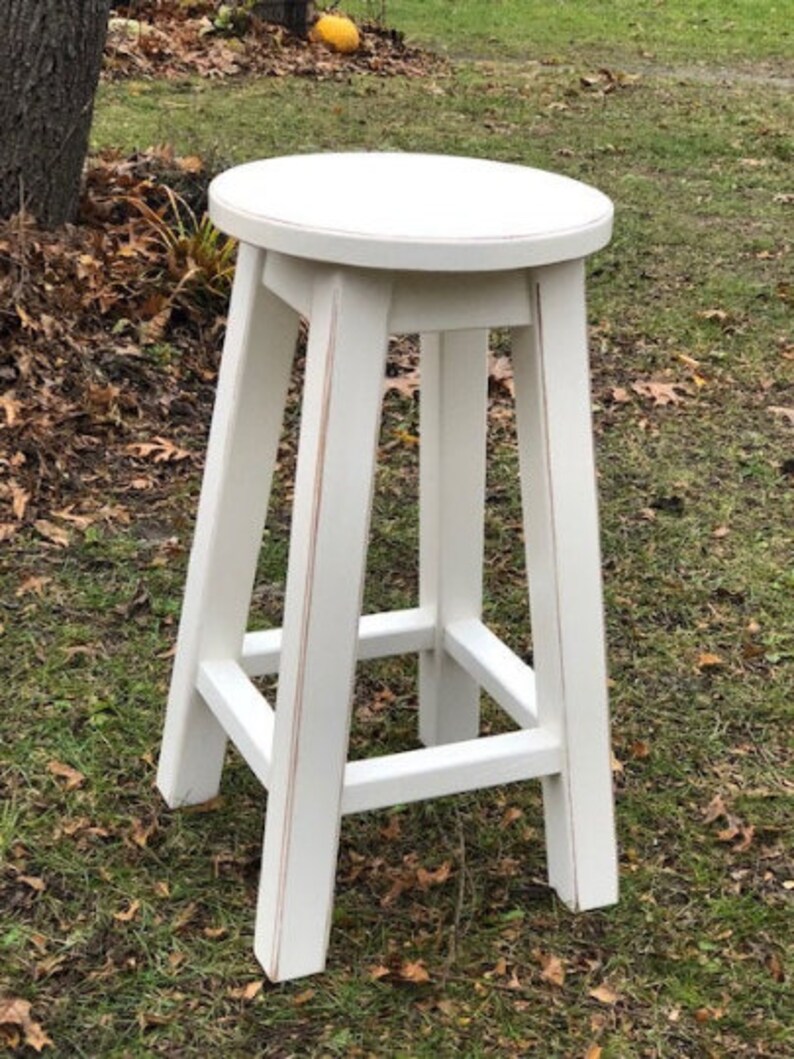 Round top /wood/ bar stool/ counter/ bar/ painted/ distressed/ Etsy