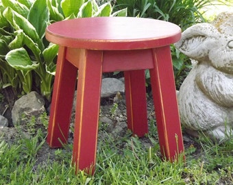 Reclaimed wood/ painted/ round stool/ step stool/ foot stool/ painted/ riser/ 8 - 10" 12"H