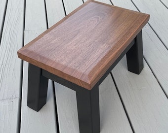 Walnut beveled edge top, step stool, riser, modern, contemporary, wood top stool, painted colors