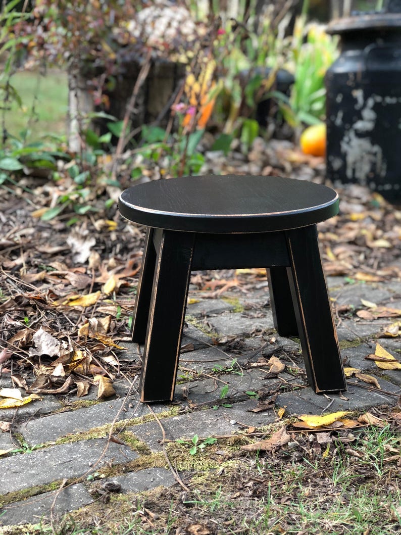 Stool/Reclaimed wood/ painted/ riser/ round stool/ step stool/ foot stool/ painted/ 8 H image 7