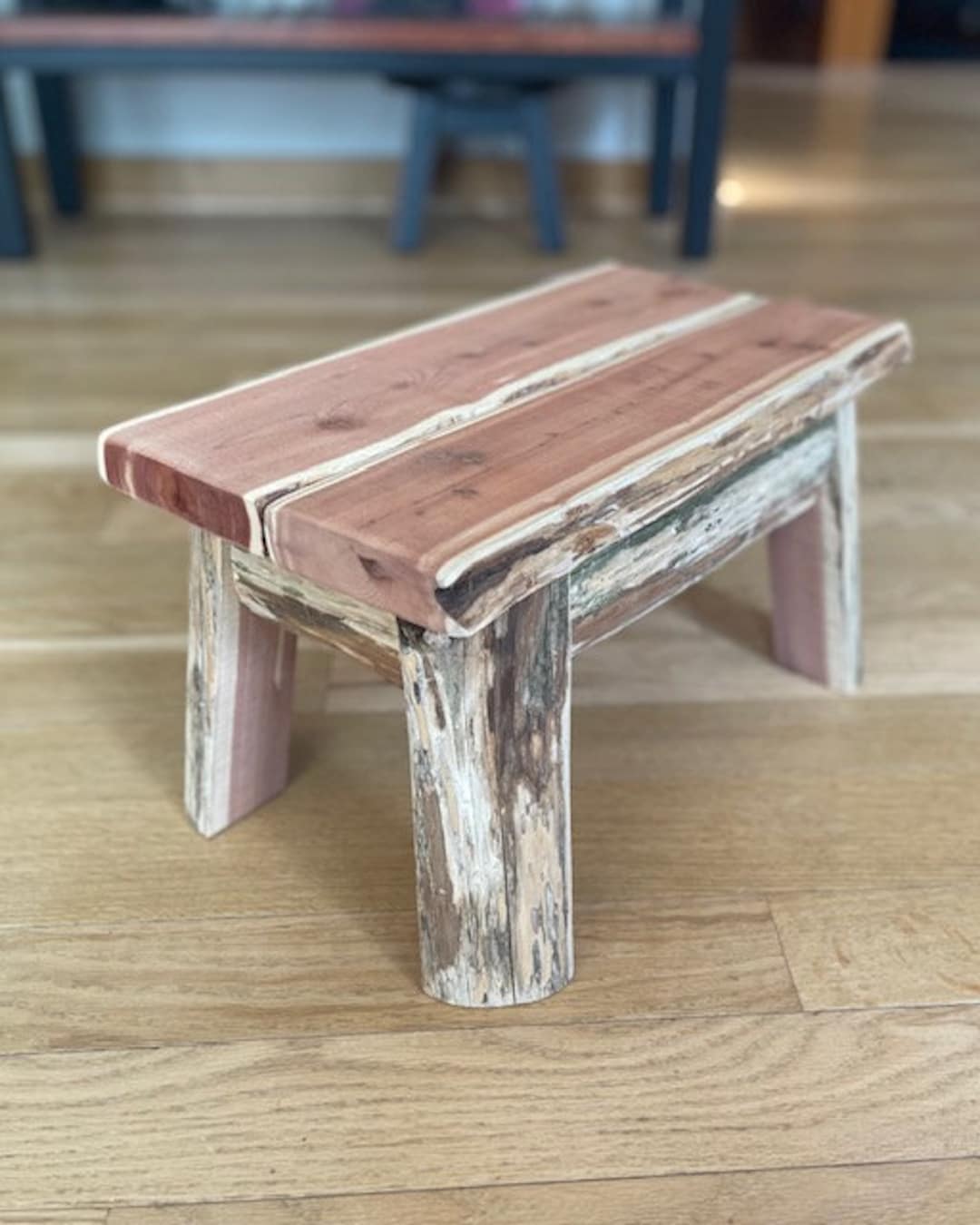 Rustic Live Edge Stool Cedar Rustic Live Edge Step Stool Riser Foot Stool Log Furniture - Etsy
