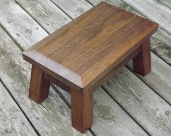 Walnut, classic, modern, wood riser, step stool, riser, footstool, beveled edge, 8" - 10"H