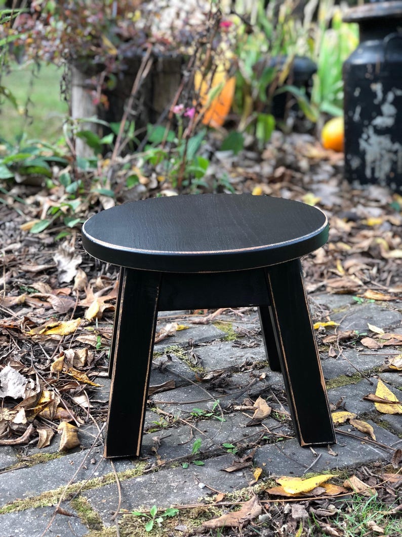 Stool/Reclaimed wood/ painted/ riser/ round stool/ step stool/ foot stool/ painted/ 8 H image 6