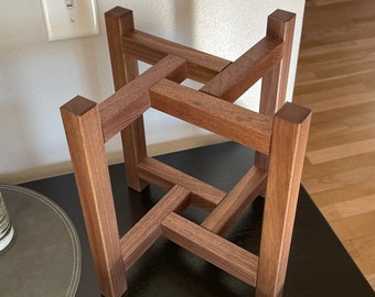 Solid walnut, water filtration stand, plant stand, modern, geometric