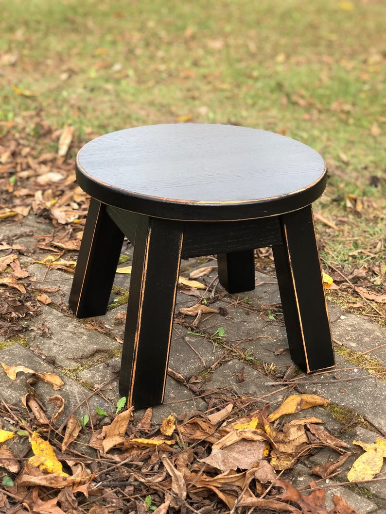 Stool/Reclaimed wood/ painted/ riser/ round stool/ step stool/ foot stool/ painted/ 8 H image 5