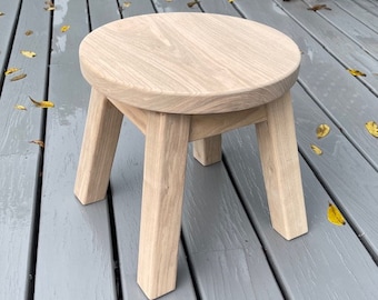 Raw natural wood stool, no finish, step stool, footstool, Elm