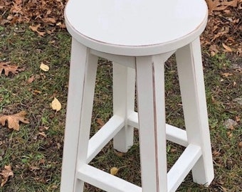 Solid wood/island stool/round top/counter stool/bar stool/farmhouse/painted/colors/25"/28"/30"/high