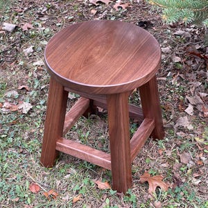 Black walnut, round top stool, 12" D x 16" - 18" - 20" high, solid wood
