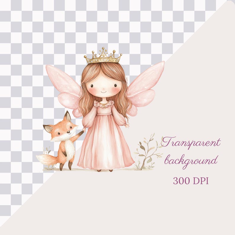 Watercolor Pink Fairy Clipart Png Bundle, Magical Fairy Garden, Cute ...